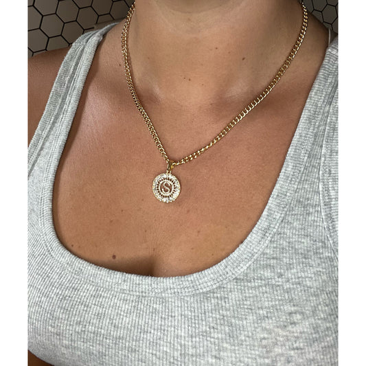 Chunky Initial Rhinestone Necklace