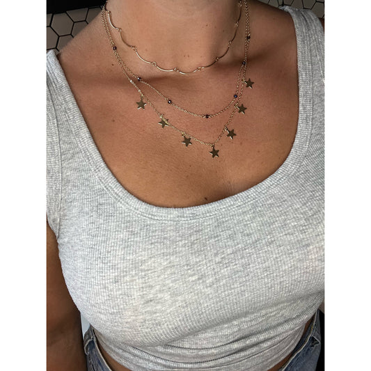 Multi Layered Star Charm Necklace